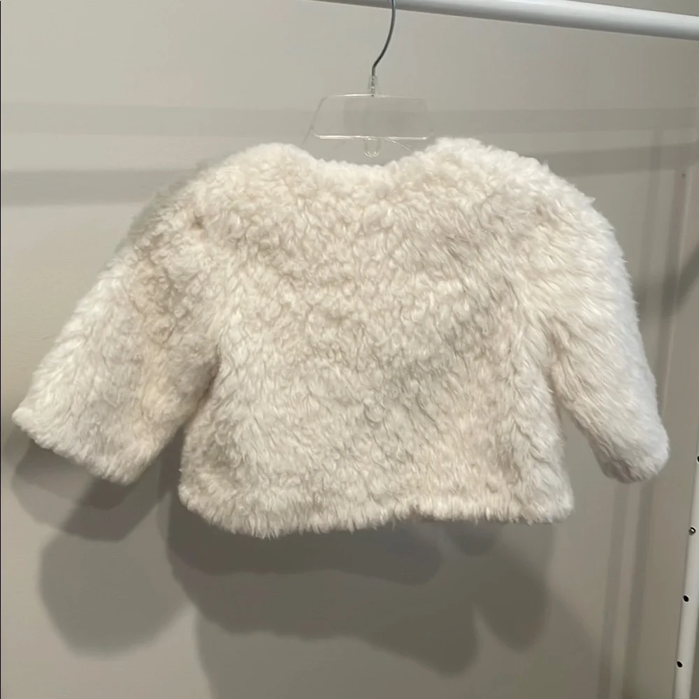 Gymboree Cream Faux Fur Jacket Elegant Open Front Design
